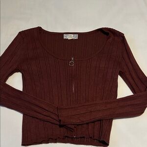 Pink Republic Maroon Ribbed Blouse Size Large